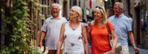 Couples walking through Italy