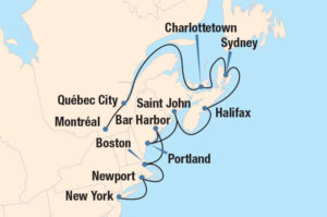 Fall Foliage of Canada and New England Cruise Map