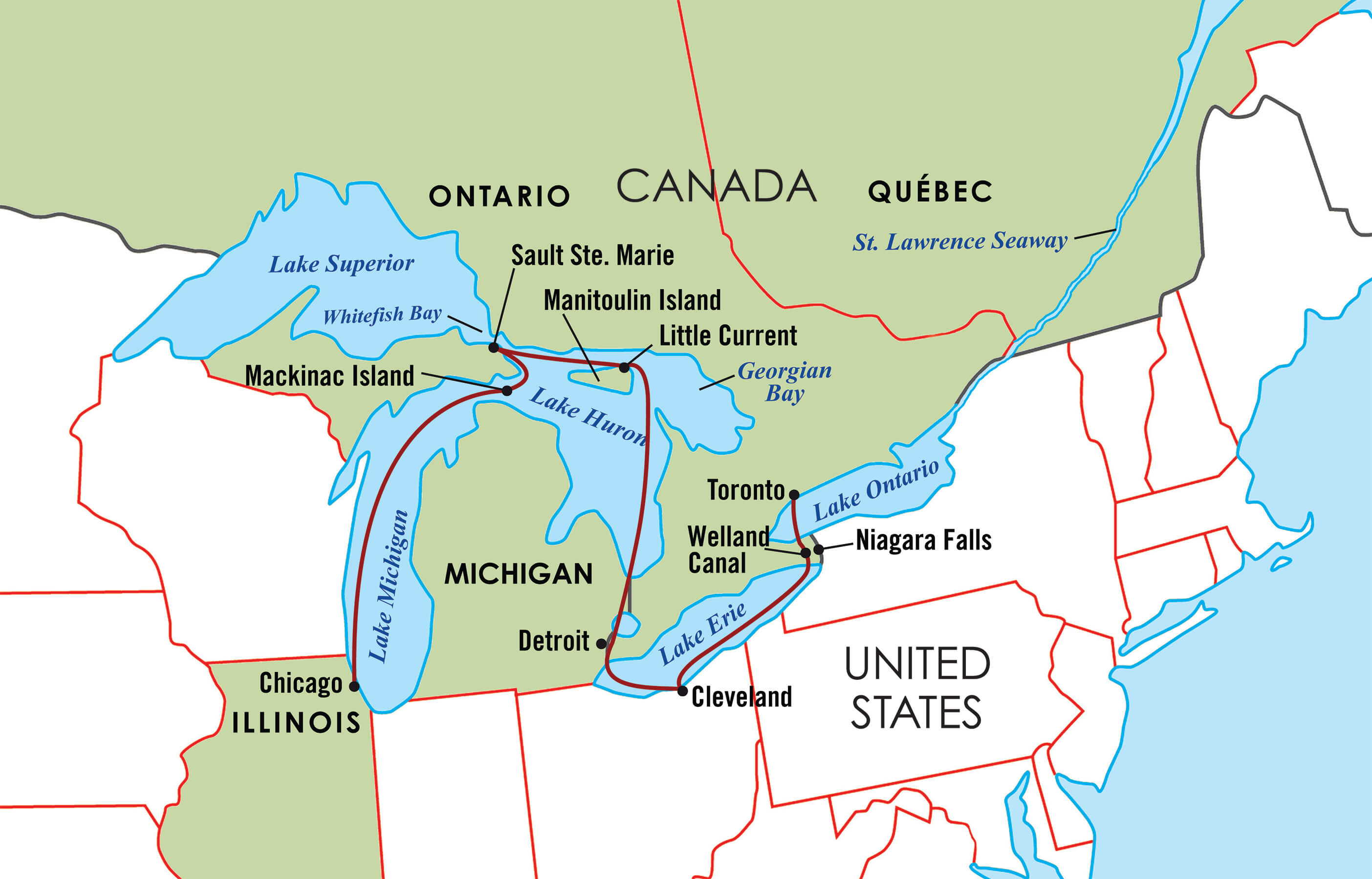 Majestic Great Lakes Cruise Map | Go Next