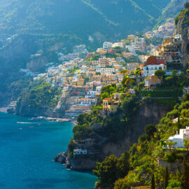 Morning view of Positano cityscape, Italy