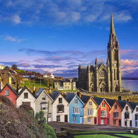 Houses and catherdral in Cobh, Ireland