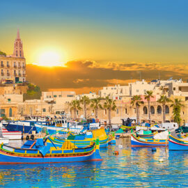 Harbor of Malta in sunset light