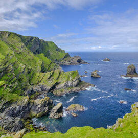 Hermaness National Nature Reserve, a dramatic cliff-top setting and a refuge of thousands of seabirds; it is the Britain's most northerly point, located on the island of Unst, Shetland Islands, Scotland.