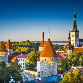 Landscape image of Tallinn Estonia on a clear day