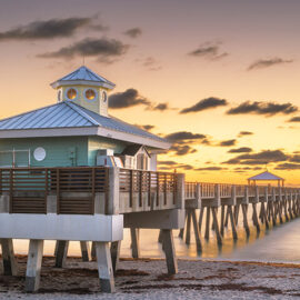 Juno Beach Pier just before sunrise