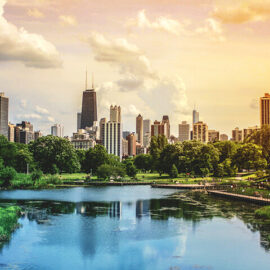 Chicago Skyscrapers Skyline View from Lincoln Park