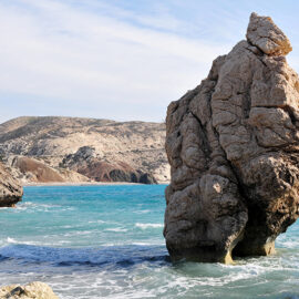 View of Aphrodite's Rock in Paphos, Cyprus