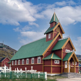 Paamiut (Frederikshåb) church, a historical settlement in Sermersooq, southwestern Greenland