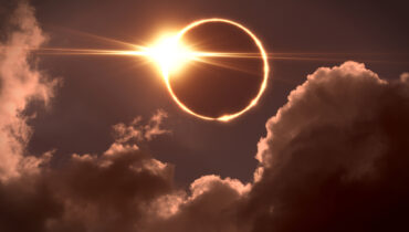 Total eclipse of the Sun. The moon covers the sun in a solar eclipse